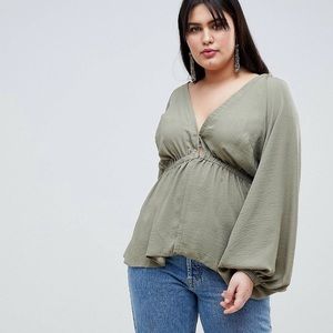 ASOS DESIGN curve plunge kimono top